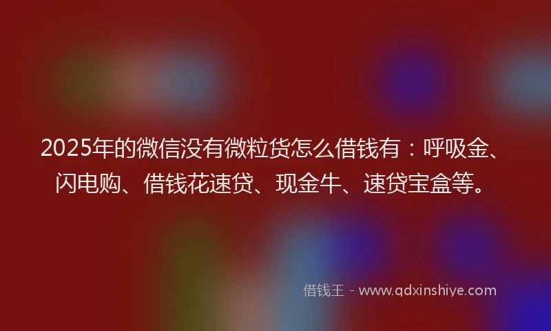 2025年的微信没有微粒货怎么借钱有：呼吸金、闪电购、借钱花速贷、现金牛、速贷宝盒等。