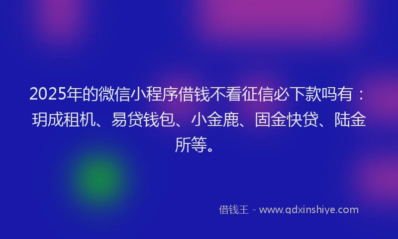 2025年的微信小程序借钱不看征信必下款吗有：玥成租机、易贷钱包、小金鹿、固金快贷、陆金所等。