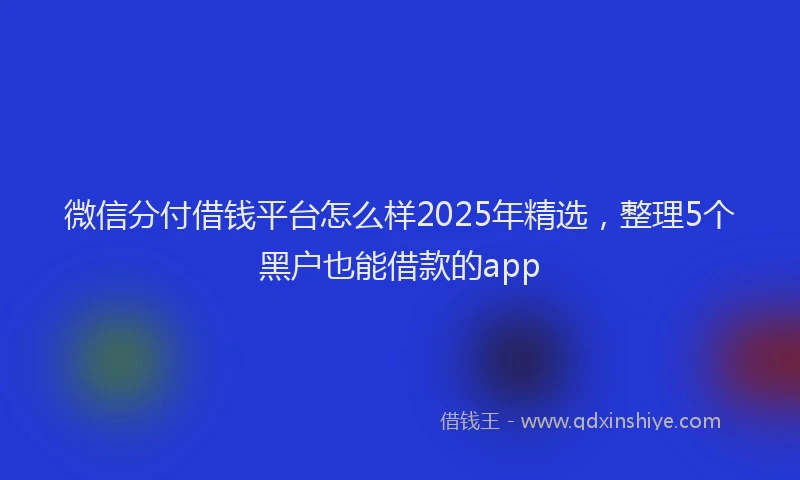 微信分付借钱平台怎么样2025年精选，整理5个黑户也能借款的app