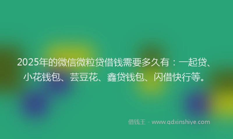 2025年的微信微粒贷借钱需要多久有：一起贷、小花钱包、芸豆花、鑫贷钱包、闪借快行等。