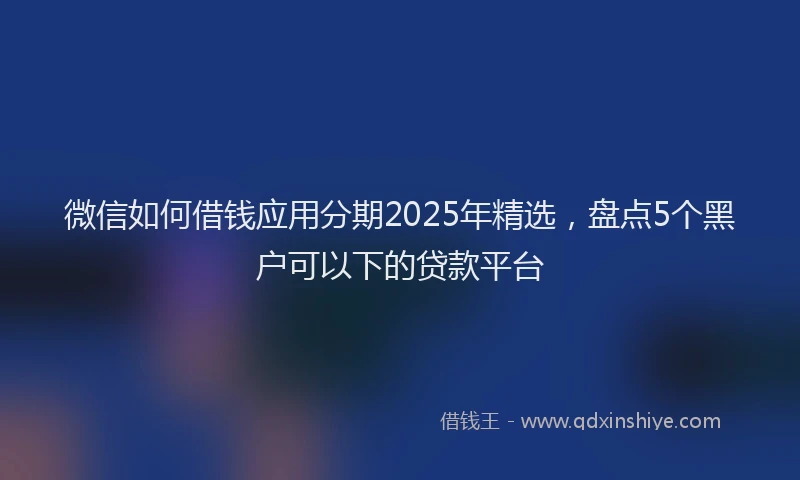 微信如何借钱应用分期2025年精选，盘点5个黑户可以下的贷款平台