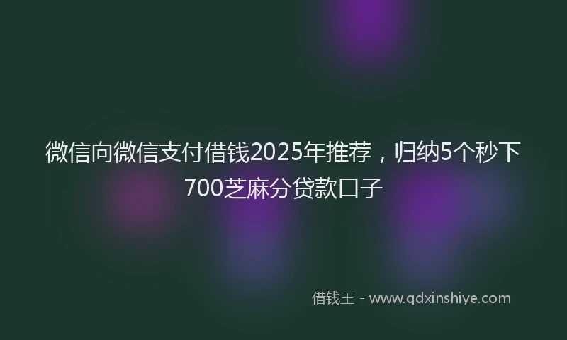微信向微信支付借钱2025年推荐，归纳5个秒下700芝麻分贷款口子