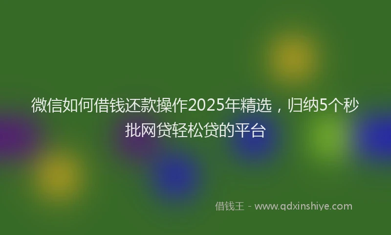 微信如何借钱还款操作2025年精选，归纳5个秒批网贷轻松贷的平台