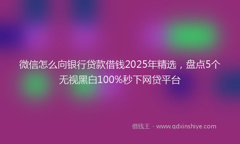 微信怎么向银行贷款借钱2025年精选，盘点5个无视黑白100%秒下网贷平台