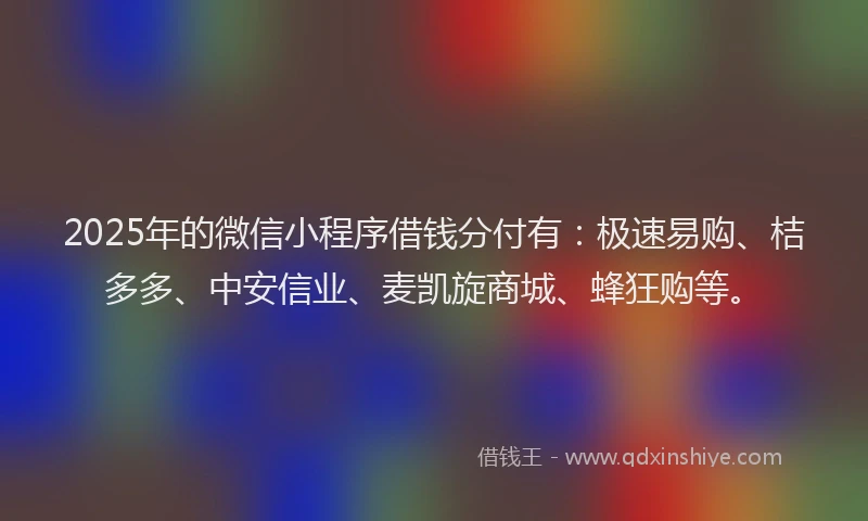 2025年的微信小程序借钱分付有：极速易购、桔多多、中安信业、麦凯旋商城、蜂狂购等。