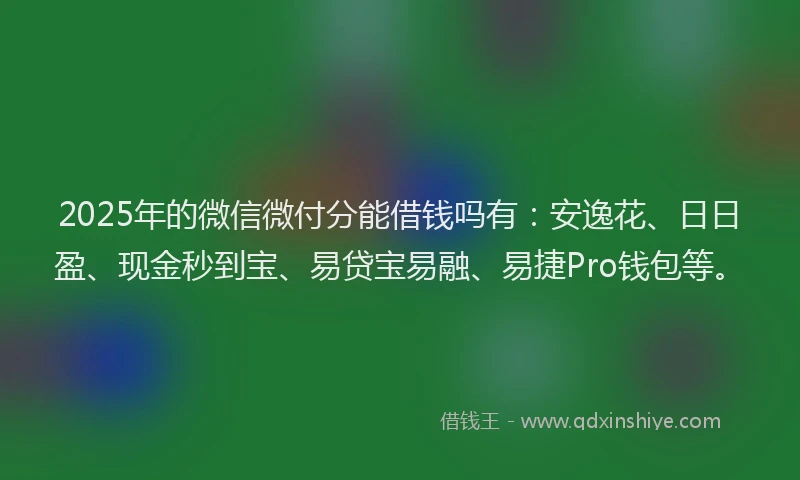 2025年的微信微付分能借钱吗有：安逸花、日日盈、现金秒到宝、易贷宝易融、易捷Pro钱包等。