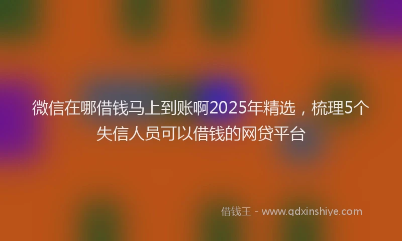 微信在哪借钱马上到账啊2025年精选，梳理5个失信人员可以借钱的网贷平台