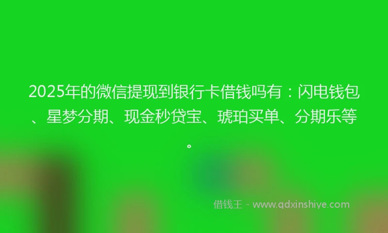 2025年的微信提现到银行卡借钱吗有：闪电钱包、星梦分期、现金秒贷宝、琥珀买单、分期乐等。