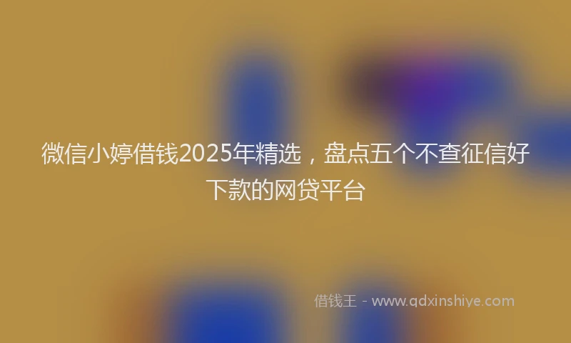 微信小婷借钱2025年精选，盘点五个不查征信好下款的网贷平台