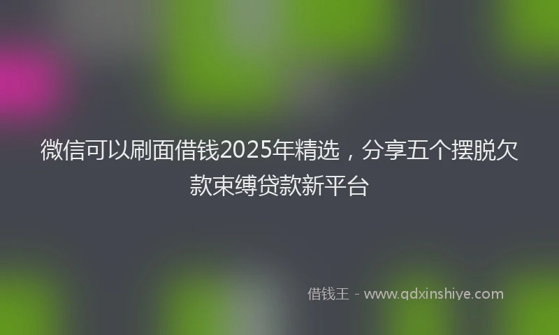微信可以刷面借钱2025年精选，分享五个摆脱欠款束缚贷款新平台