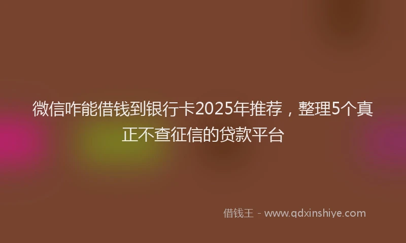 微信咋能借钱到银行卡2025年推荐，整理5个真正不查征信的贷款平台