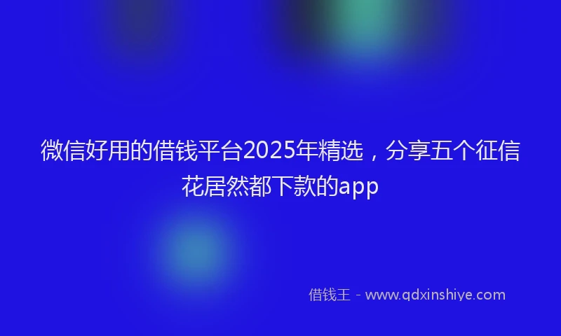 微信好用的借钱平台2025年精选，分享五个征信花居然都下款的app