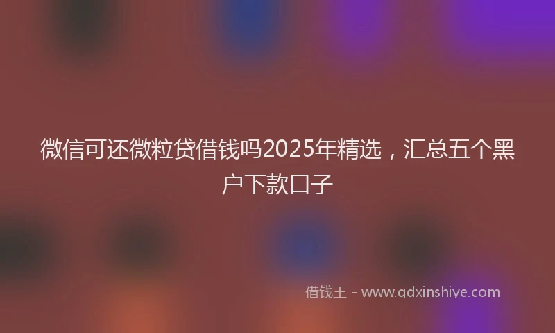 微信可还微粒贷借钱吗2025年精选，汇总五个黑户下款口子
