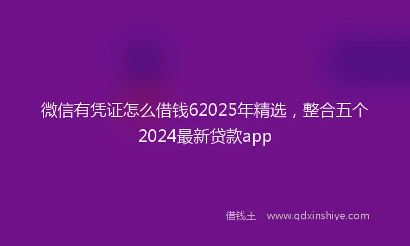 微信有凭证怎么借钱62025年精选，整合五个2024最新贷款app