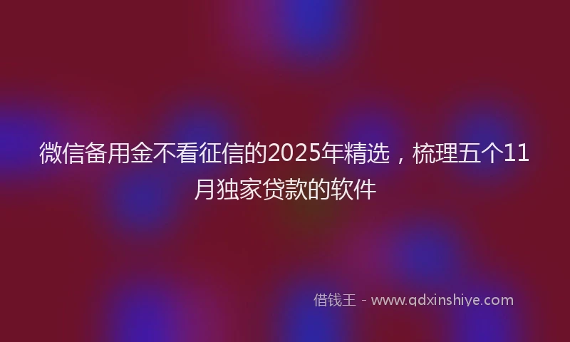 微信备用金不看征信的2025年精选，梳理五个11月独家贷款的软件