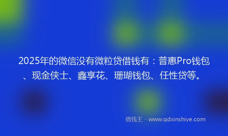 2025年的微信没有微粒贷借钱有：普惠Pro钱包、现金侠士、鑫享花、珊瑚钱包、任性贷等。