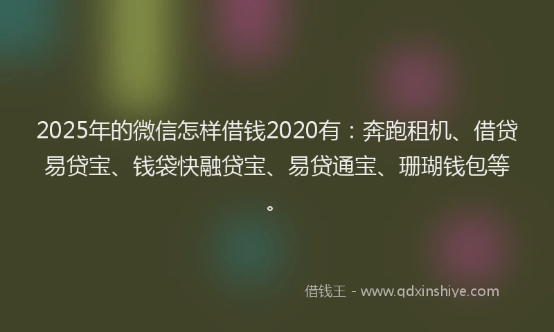 2025年的微信怎样借钱2020有：奔跑租机、借贷易贷宝、钱袋快融贷宝、易贷通宝、珊瑚钱包等。