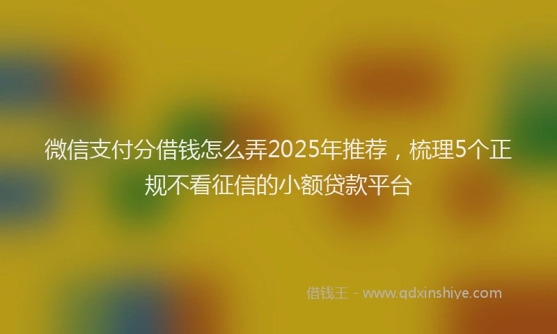 微信支付分借钱怎么弄2025年推荐，梳理5个正规不看征信的小额贷款平台