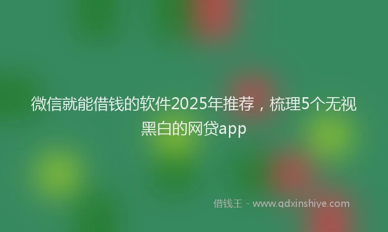 微信就能借钱的软件2025年推荐，梳理5个无视黑白的网贷app
