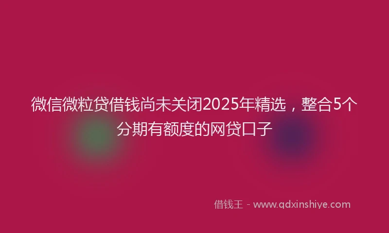 微信微粒贷借钱尚未关闭2025年精选，整合5个分期有额度的网贷口子