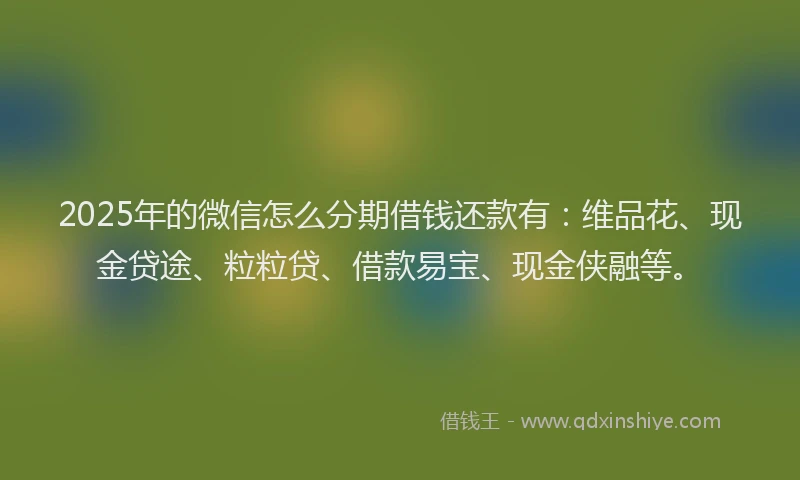2025年的微信怎么分期借钱还款有：维品花、现金贷途、粒粒贷、借款易宝、现金侠融等。