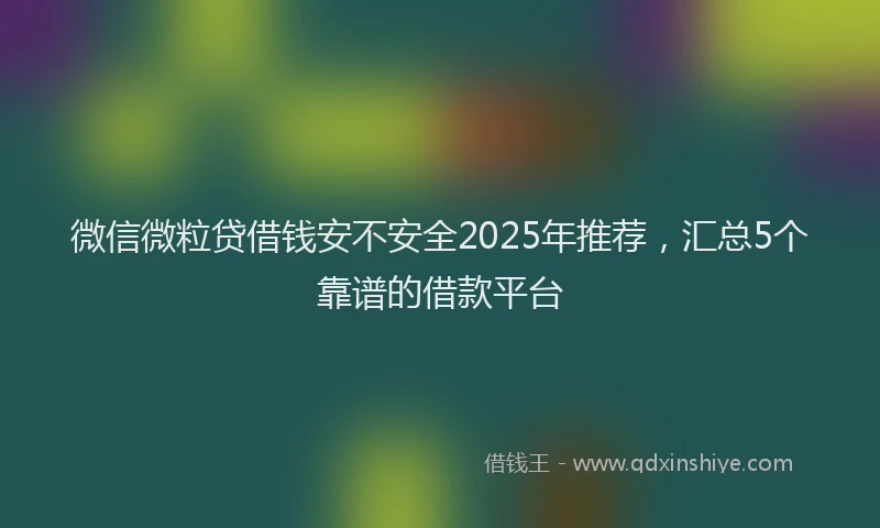 微信微粒贷借钱安不安全2025年推荐，汇总5个靠谱的借款平台