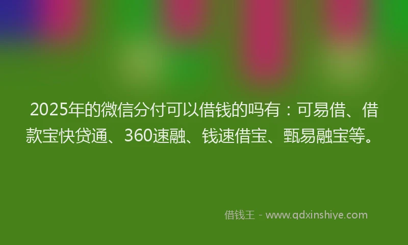 2025年的微信分付可以借钱的吗有：可易借、借款宝快贷通、360速融、钱速借宝、甄易融宝等。