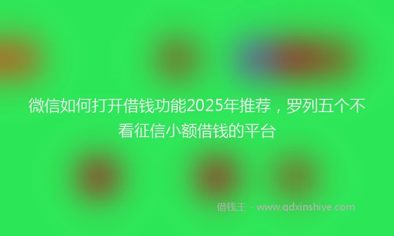微信如何打开借钱功能2025年推荐，罗列五个不看征信小额借钱的平台
