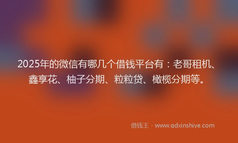 2025年的微信有哪几个借钱平台有：老哥租机、鑫享花、柚子分期、粒粒贷、橄榄分期等。