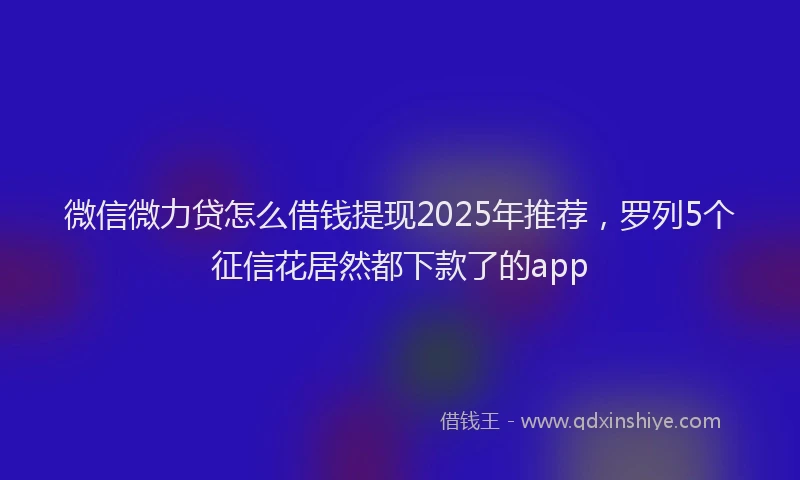 微信微力贷怎么借钱提现2025年推荐，罗列5个征信花居然都下款了的app