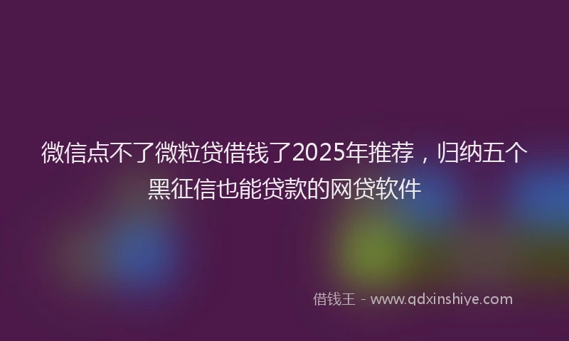 微信点不了微粒贷借钱了2025年推荐，归纳五个黑征信也能贷款的网贷软件