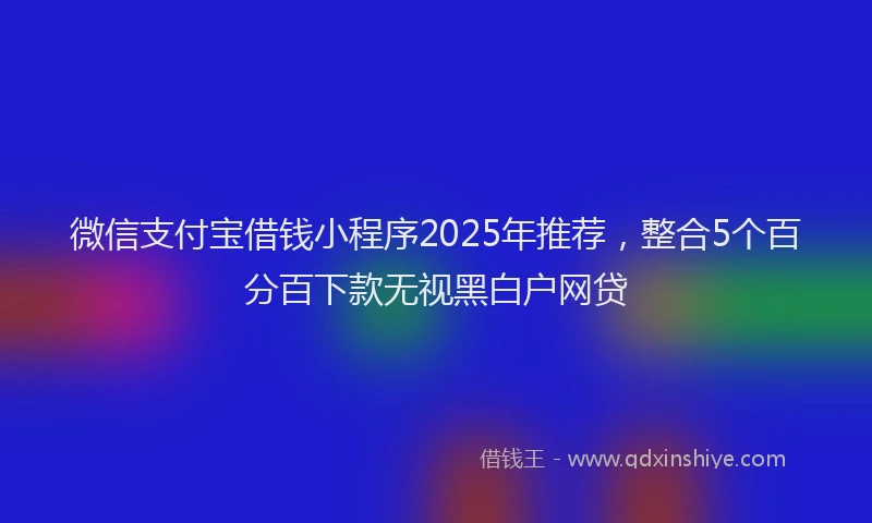 微信支付宝借钱小程序2025年推荐，整合5个百分百下款无视黑白户网贷