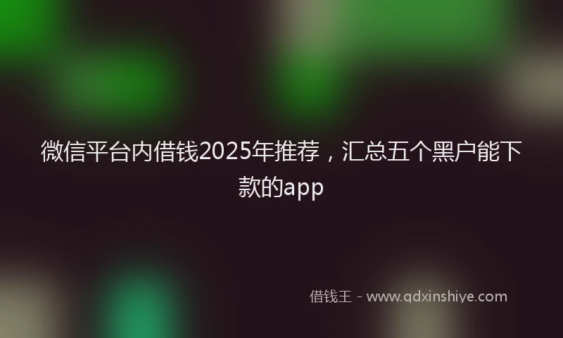 微信平台内借钱2025年推荐，汇总五个黑户能下款的app