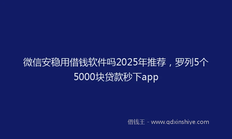 微信安稳用借钱软件吗2025年推荐，罗列5个5000块贷款秒下app