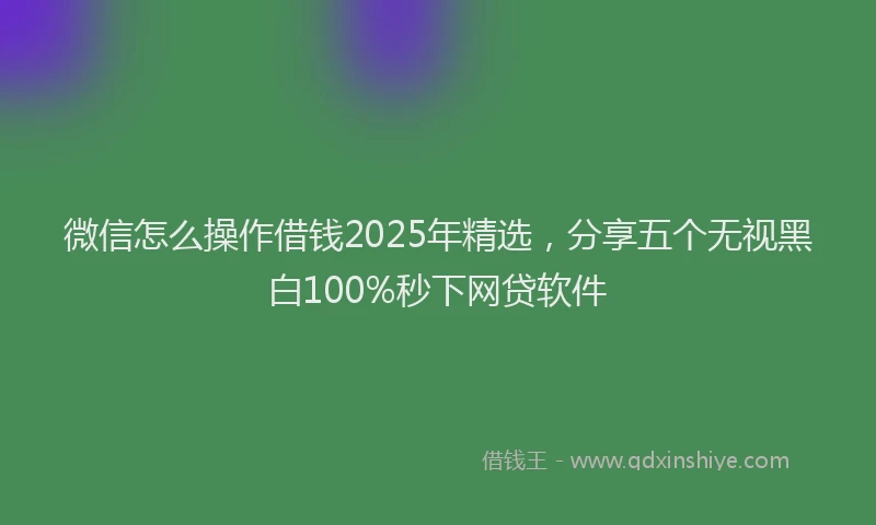 微信怎么操作借钱2025年精选，分享五个无视黑白100%秒下网贷软件