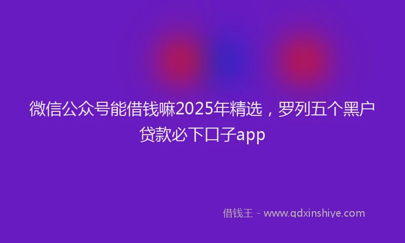 微信公众号能借钱嘛2025年精选，罗列五个黑户贷款必下口子app