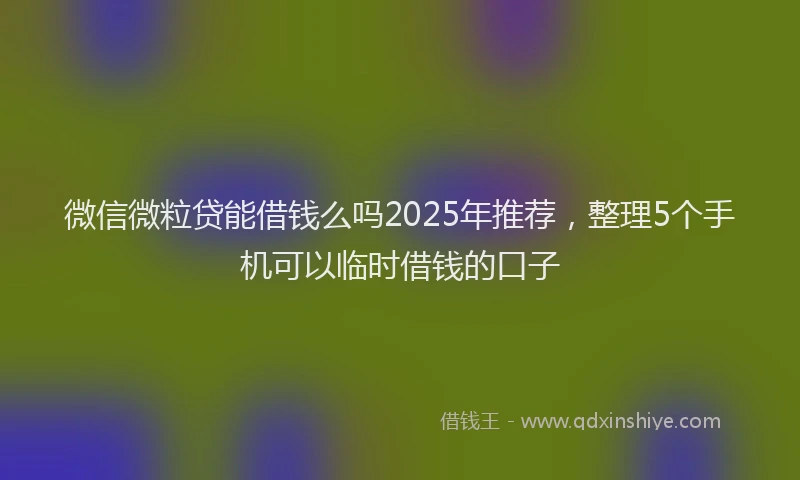 微信微粒贷能借钱么吗2025年推荐，整理5个手机可以临时借钱的口子