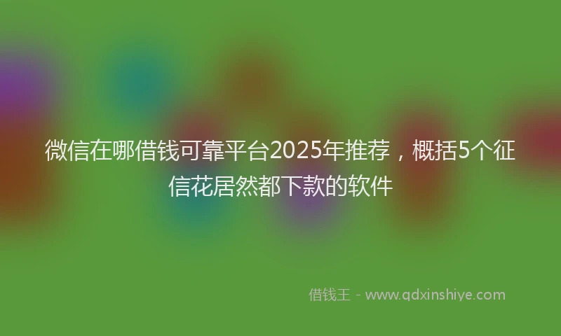 微信在哪借钱可靠平台2025年推荐，概括5个征信花居然都下款的软件