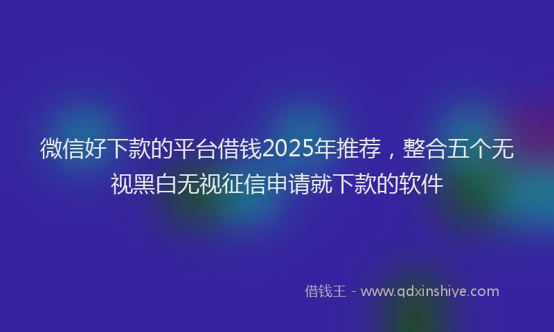 微信好下款的平台借钱2025年推荐，整合五个无视黑白无视征信申请就下款的软件