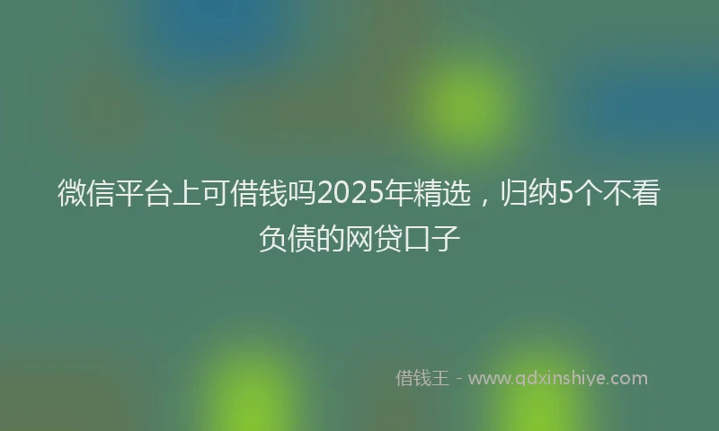 微信平台上可借钱吗2025年精选，归纳5个不看负债的网贷口子
