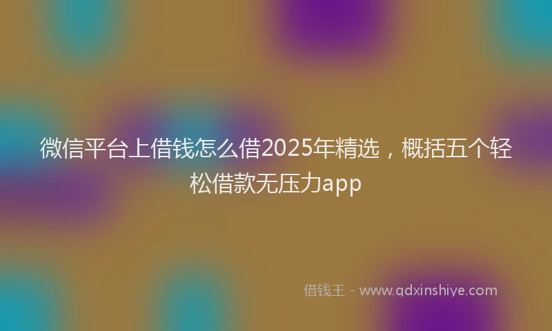 微信平台上借钱怎么借2025年精选，概括五个轻松借款无压力app