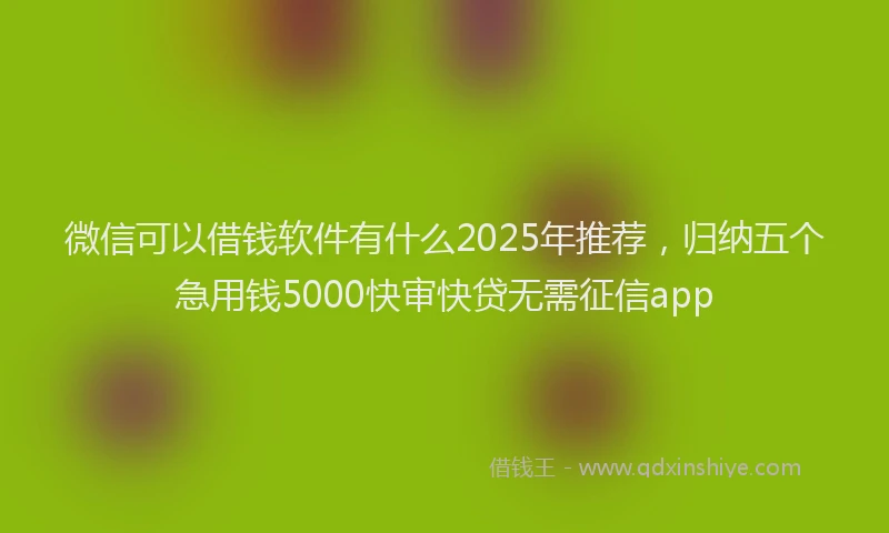 微信可以借钱软件有什么2025年推荐，归纳五个急用钱5000快审快贷无需征信app