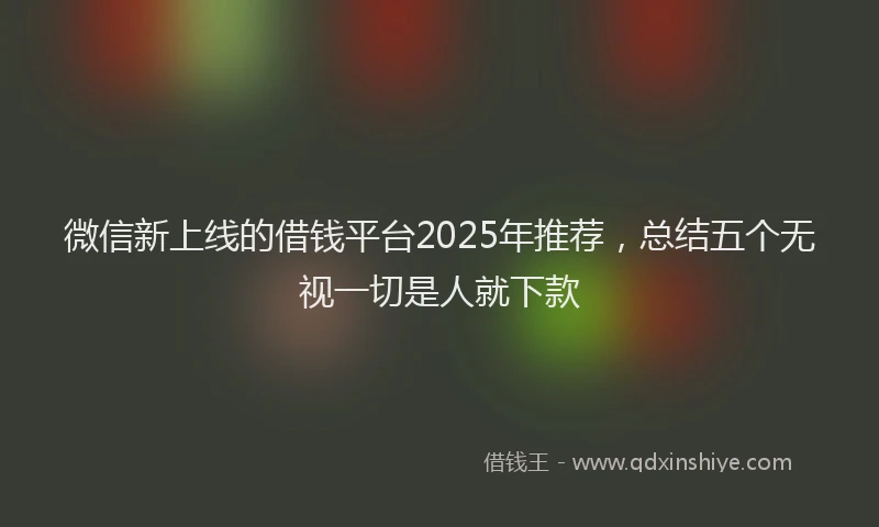 微信新上线的借钱平台2025年推荐，总结五个无视一切是人就下款