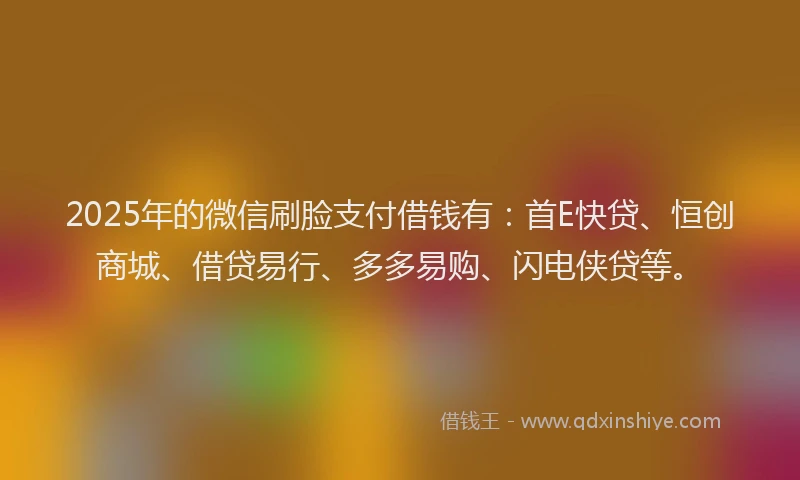 2025年的微信刷脸支付借钱有：首E快贷、恒创商城、借贷易行、多多易购、闪电侠贷等。