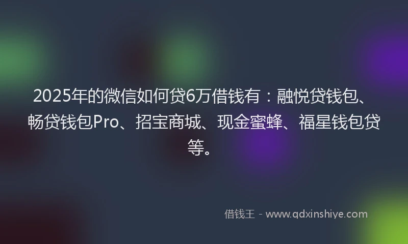 2025年的微信如何贷6万借钱有：融悦贷钱包、畅贷钱包Pro、招宝商城、现金蜜蜂、福星钱包贷等。