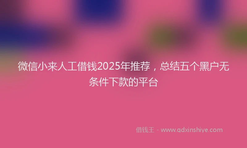 微信小来人工借钱2025年推荐，总结五个黑户无条件下款的平台
