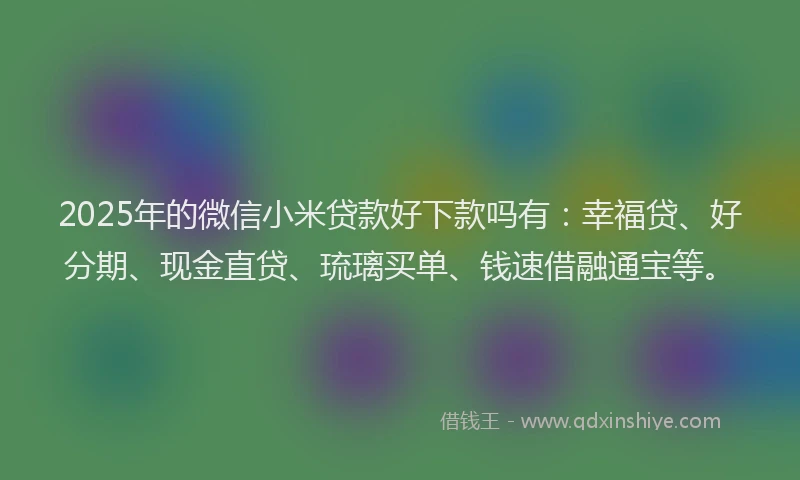 2025年的微信小米贷款好下款吗有：幸福贷、好分期、现金直贷、琉璃买单、钱速借融通宝等。