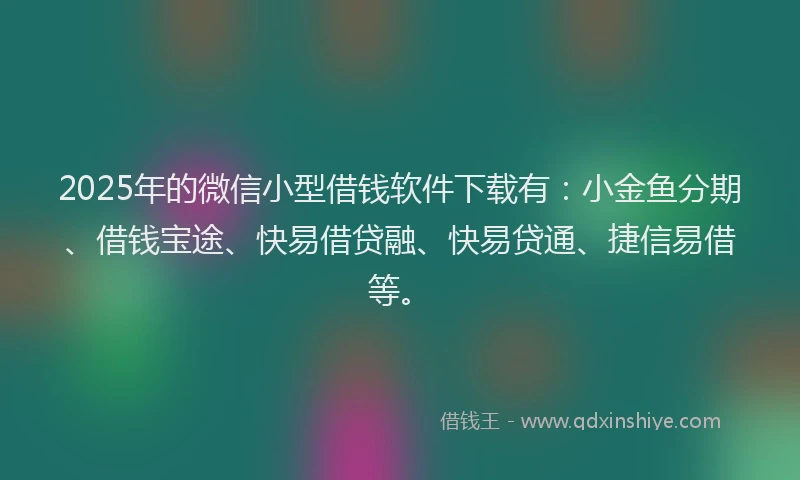 2025年的微信小型借钱软件下载有：小金鱼分期、借钱宝途、快易借贷融、快易贷通、捷信易借等。