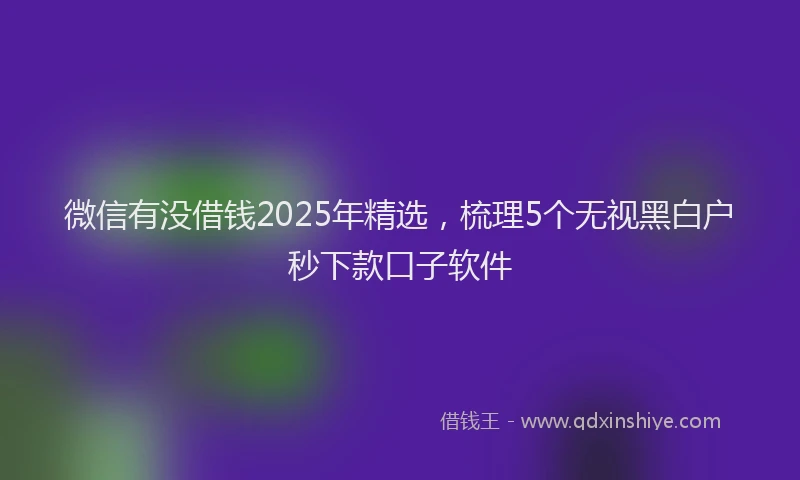 微信有没借钱2025年精选，梳理5个无视黑白户秒下款口子软件