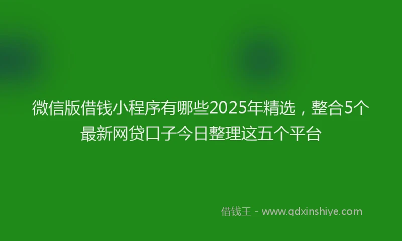微信版借钱小程序有哪些2025年精选，整合5个最新网贷口子今日整理这五个平台